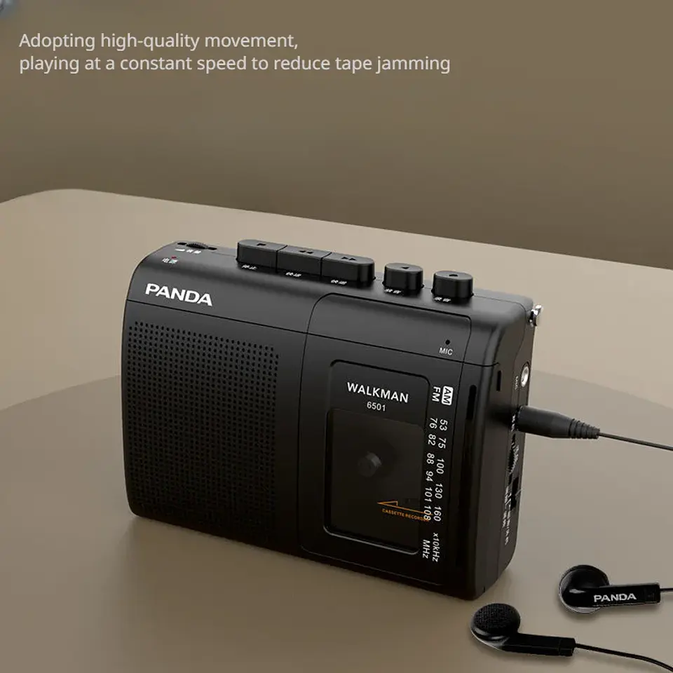 Reproductor de casete portátil con soporte retro Walkman para escucha AM/FM y grabación de música. 4