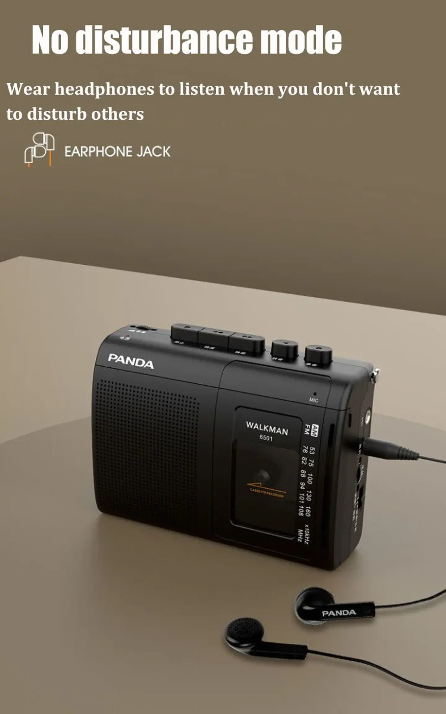 Reproductor de casete portátil con soporte retro Walkman para escucha AM/FM y grabación de música. 9
