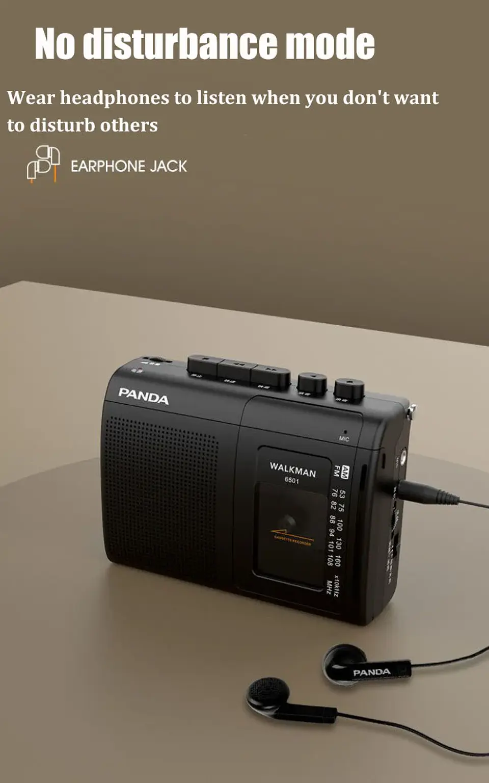 Reproductor de casete portátil con soporte retro Walkman para escucha AM/FM y grabación de música. 9