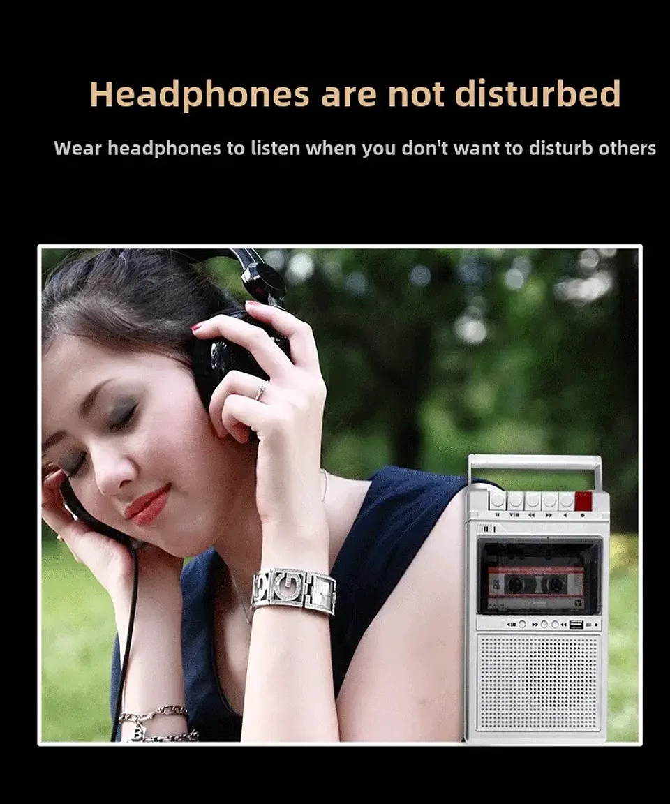 Reproductor de Casetes Portátil con Reproducción por USB y Grabador de Casetes Externo Integrado. 14