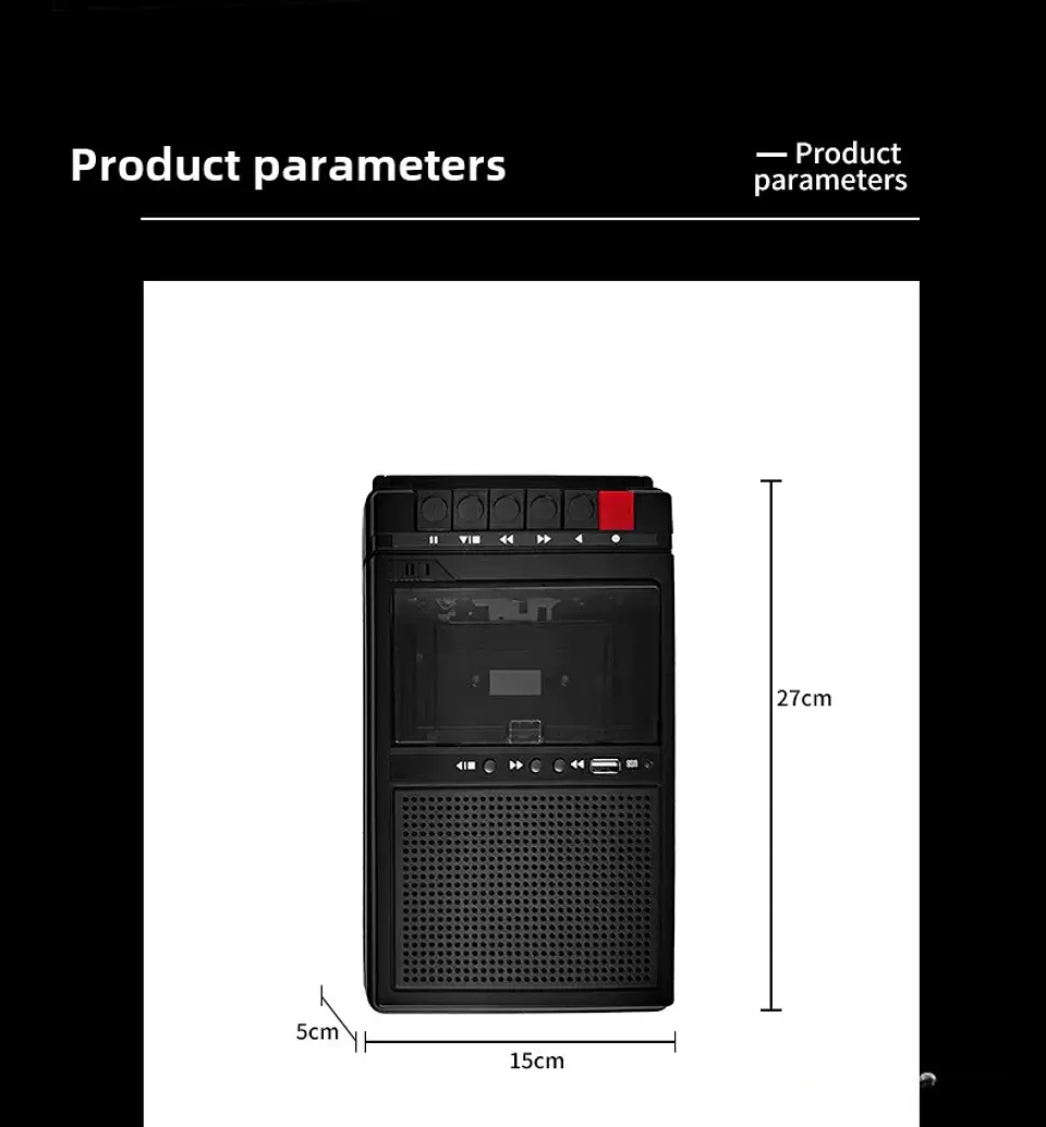 Reproductor de Casetes Portátil con Reproducción por USB y Grabador de Casetes Externo Integrado. 19