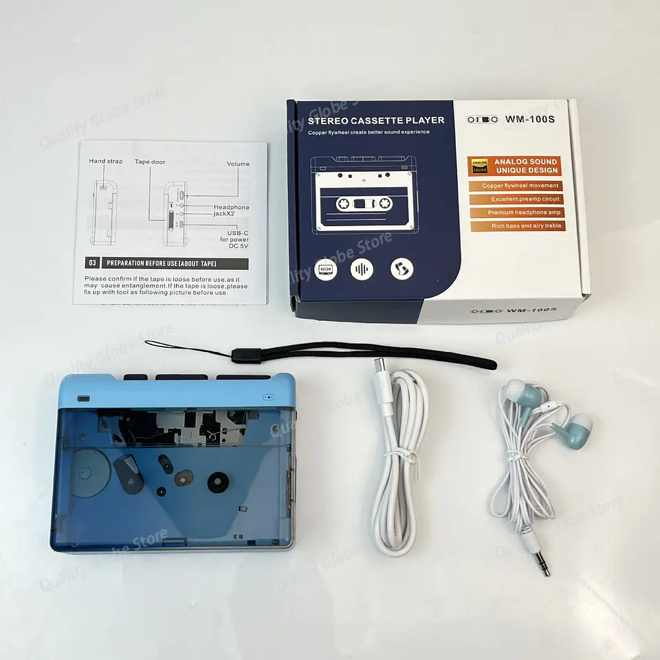 Reproductor de cinta Walkman, efecto subwoofer, reproductor de casete portátil. 16