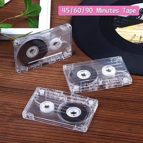 Casete estándar de 90 minutos con cinta de Audio magnética caja de almacenamiento transparente para grabación de música y voz