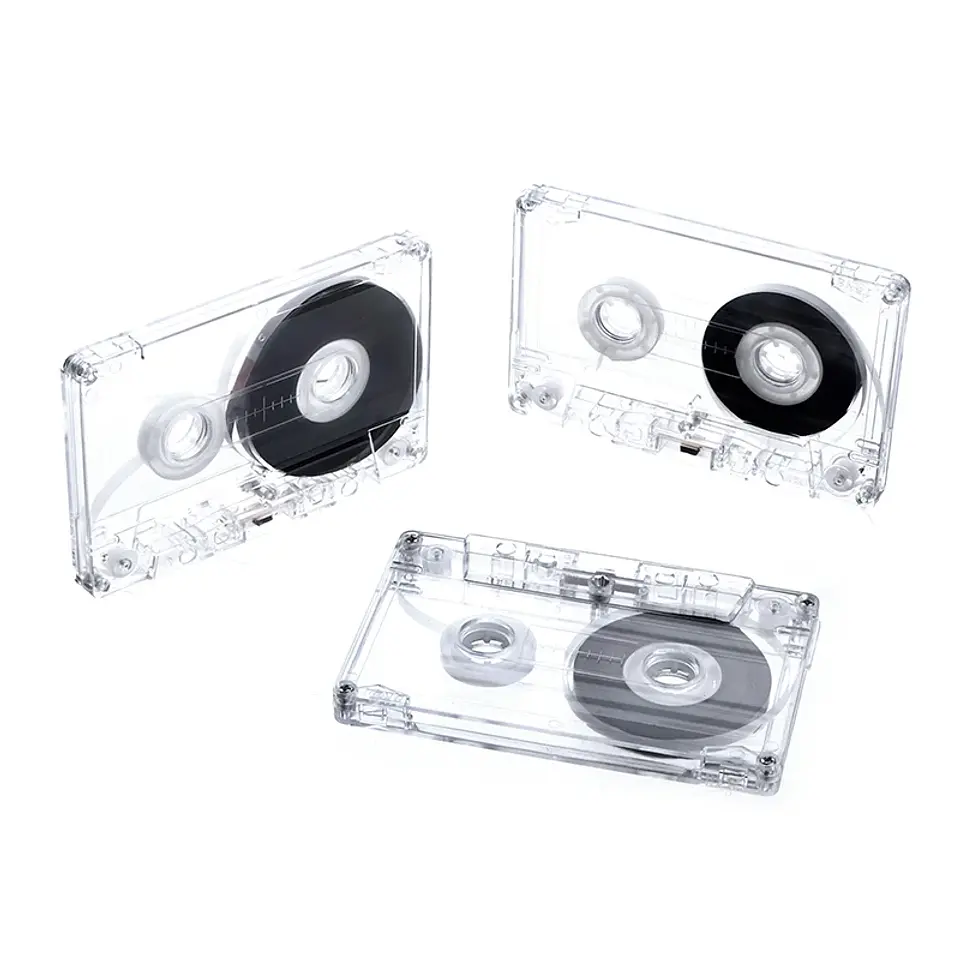 Casete estándar de 90 minutos con cinta de Audio magnética caja de almacenamiento transparente para grabación de música y voz 12