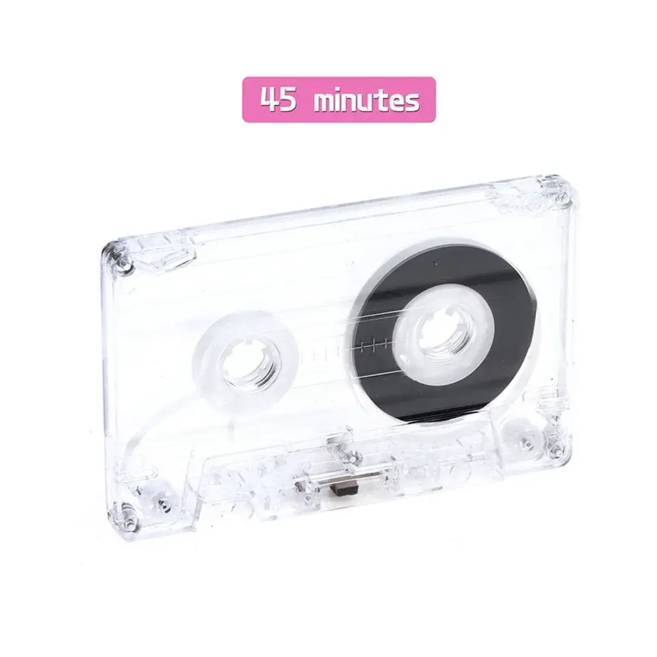 Casete estándar de 90 minutos con cinta de Audio magnética caja de almacenamiento transparente para grabación de música y voz 16