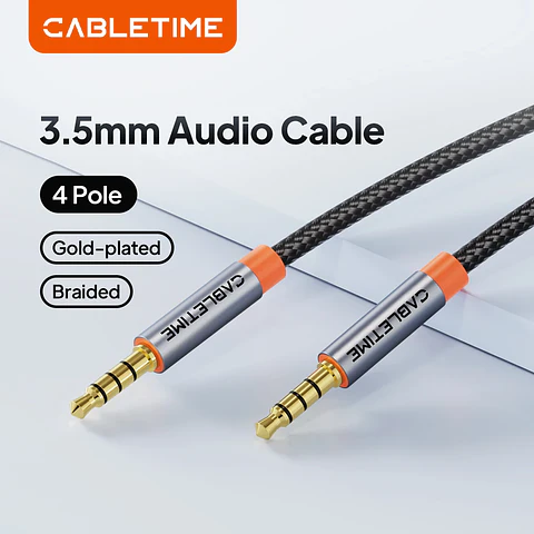 Cable de Audio de 4 polos de 3,5mm TRRS Cable auxiliar de 4 conductores para teléfono auriculares micrófono HIFI