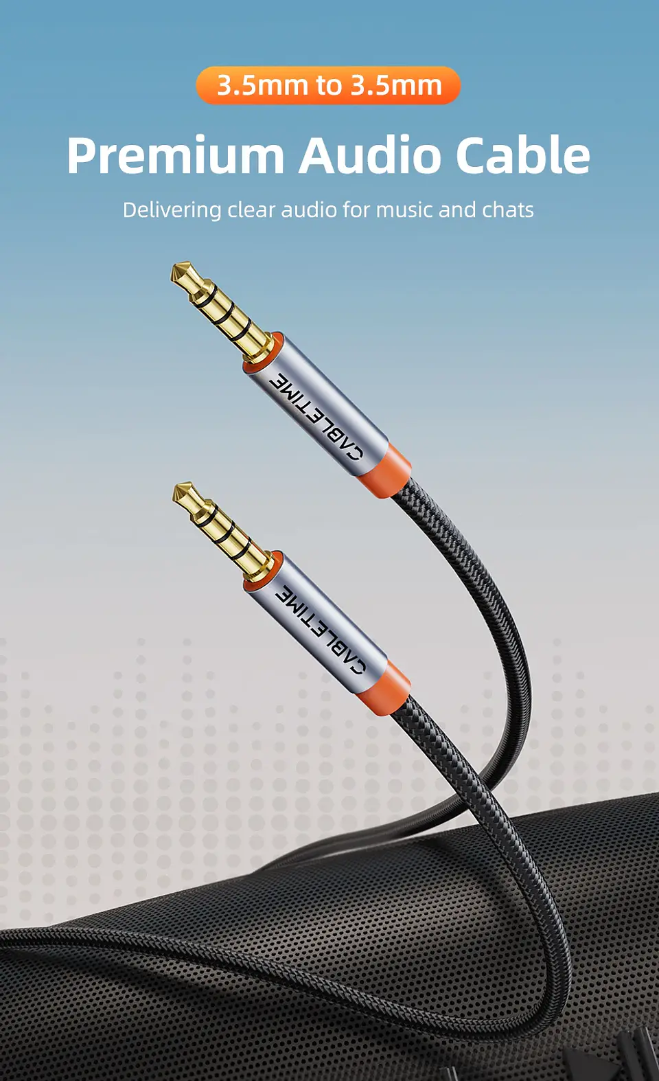 Cable de Audio de 4 polos de 3,5mm TRRS Cable auxiliar de 4 conductores para teléfono auriculares micrófono HIFI 7