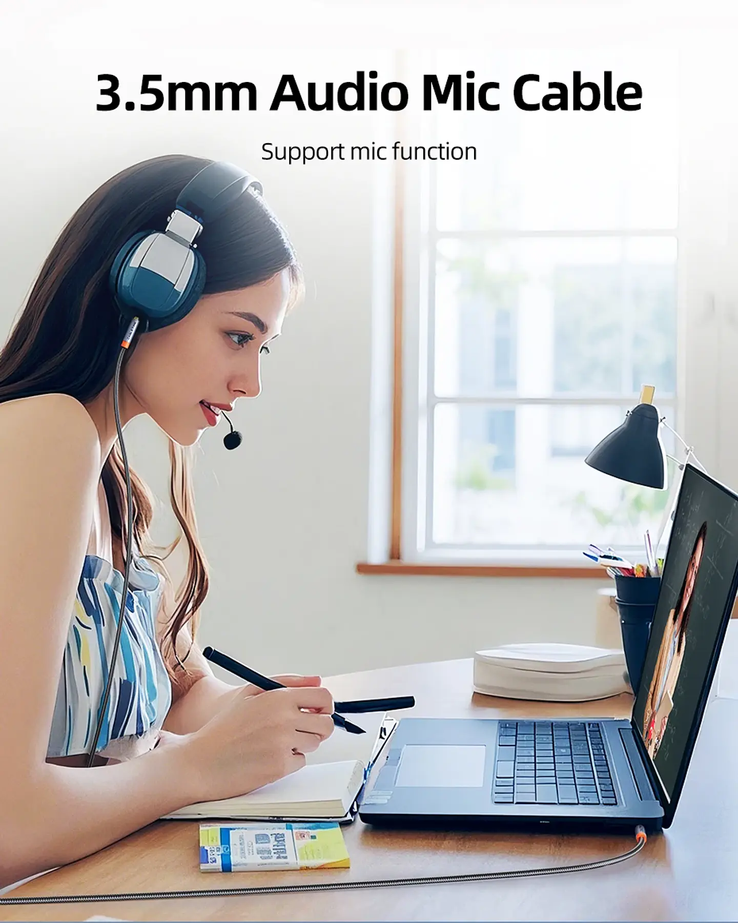 Cable de Audio de 4 polos de 3,5mm TRRS Cable auxiliar de 4 conductores para teléfono auriculares micrófono HIFI 10