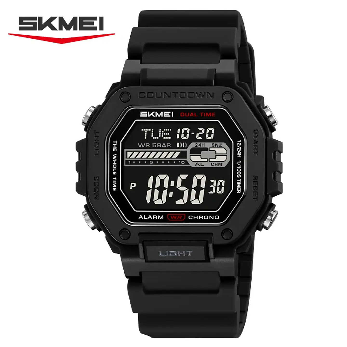 Reloj SKMEI 2523 deportivos con cuenta atrás para Hombre, relojes electrónicos impermeables, Reloj militar cronógrafo. 1