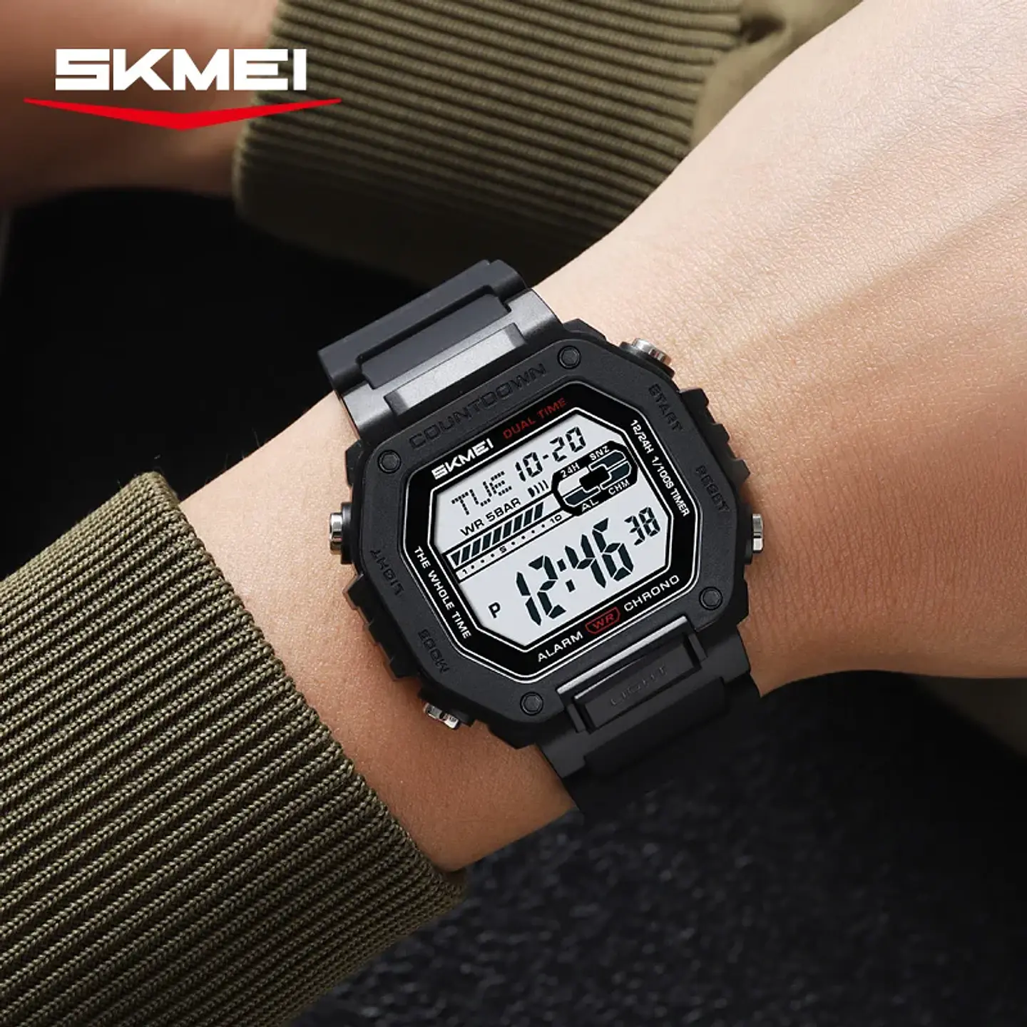 Reloj SKMEI 2523 deportivos con cuenta atrás para Hombre, relojes electrónicos impermeables, Reloj militar cronógrafo. 2