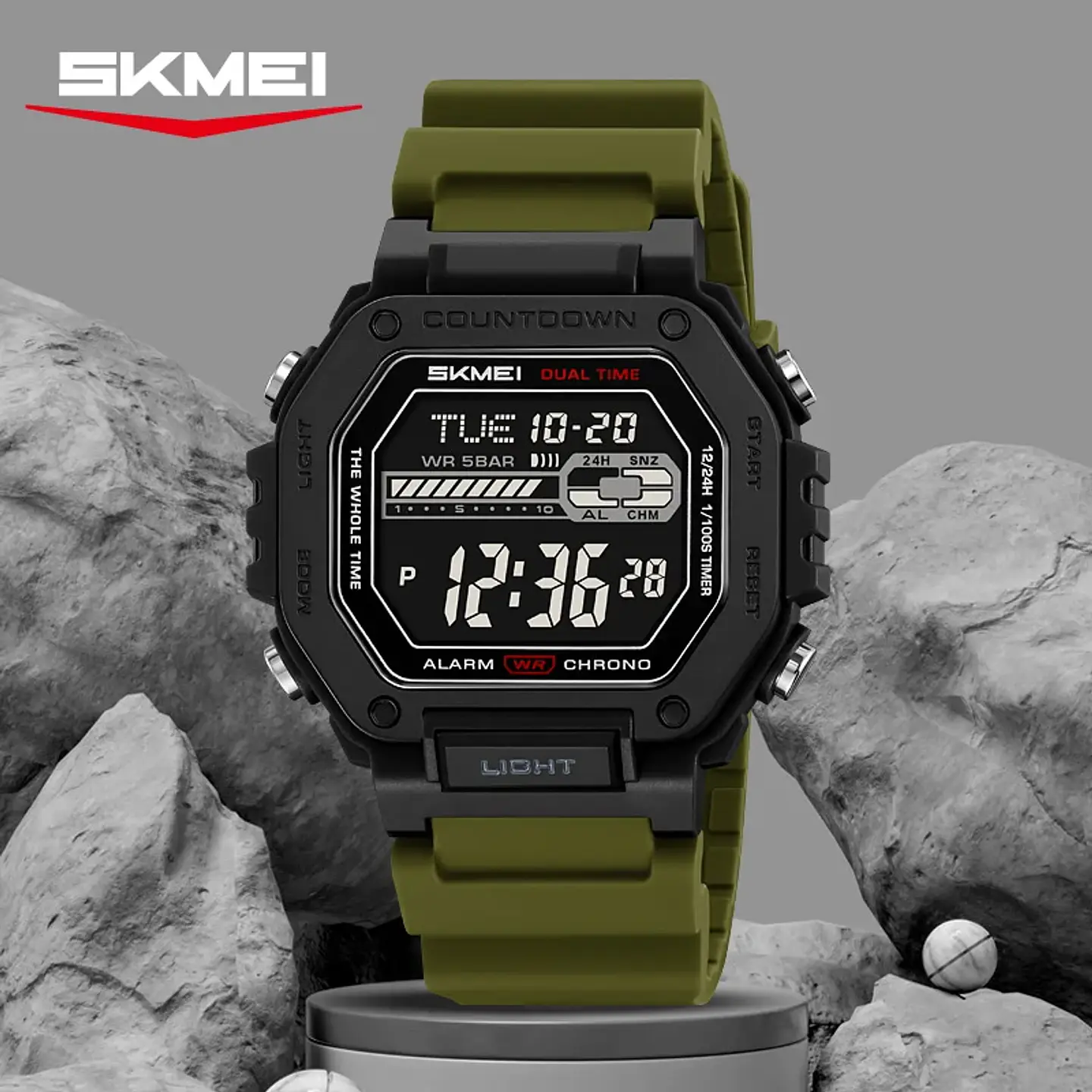 Reloj SKMEI 2523 deportivos con cuenta atrás para Hombre, relojes electrónicos impermeables, Reloj militar cronógrafo. 3