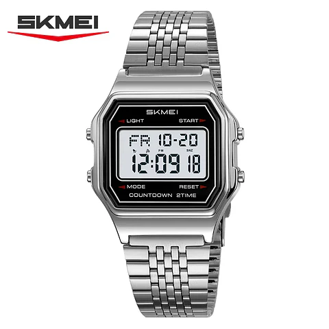 Reloj Digital SKMEI 2465 de lujo para hombre, reloj electrónico resistente al agua de acero inoxidable.