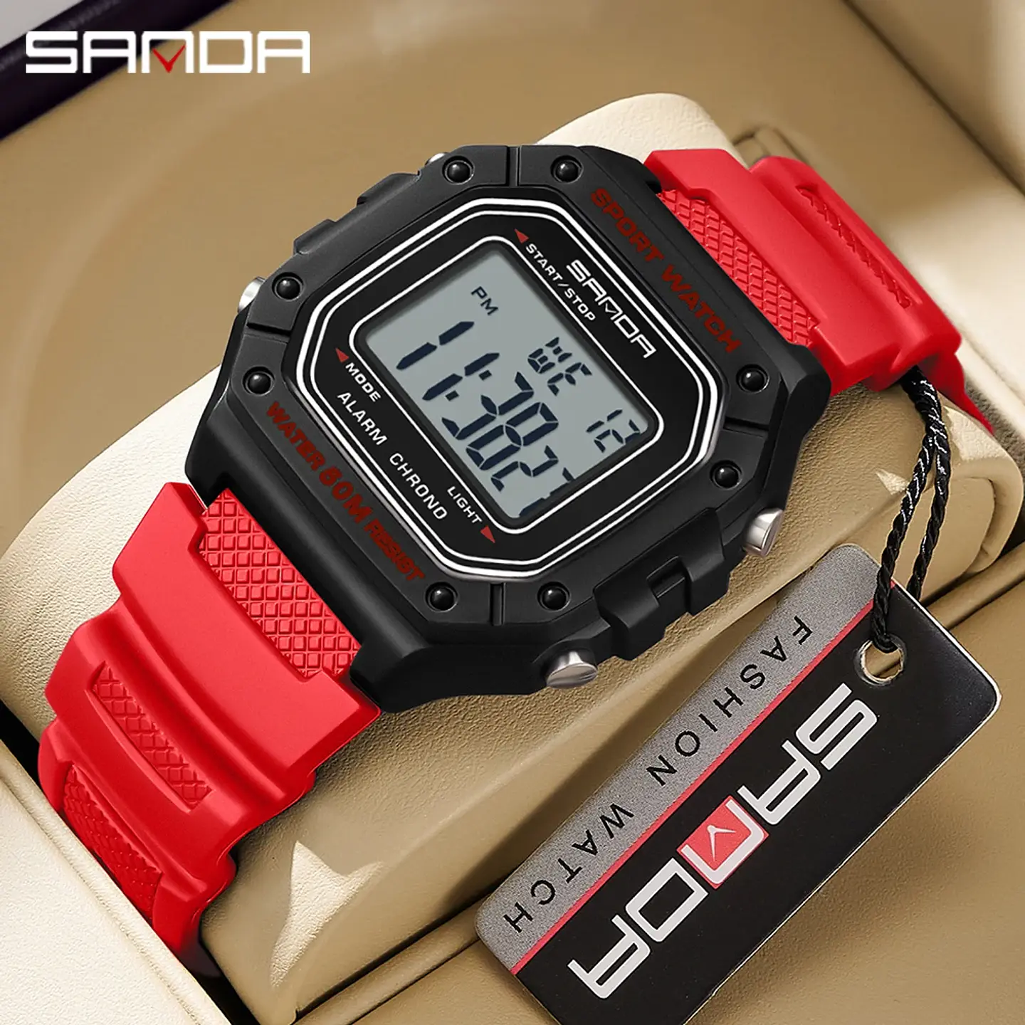 SANDA 2156 reloj de moda para hombre, relojes deportivos militares resistentes al agua, relojes de pulsera digitales Led con esfera grande del ejército, cronómetros para hombre 3