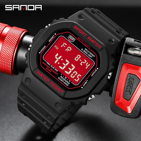 Reloj Digital SANDA de la mejor marca a la moda estilo G para hombre, relojes deportivos impermeables.