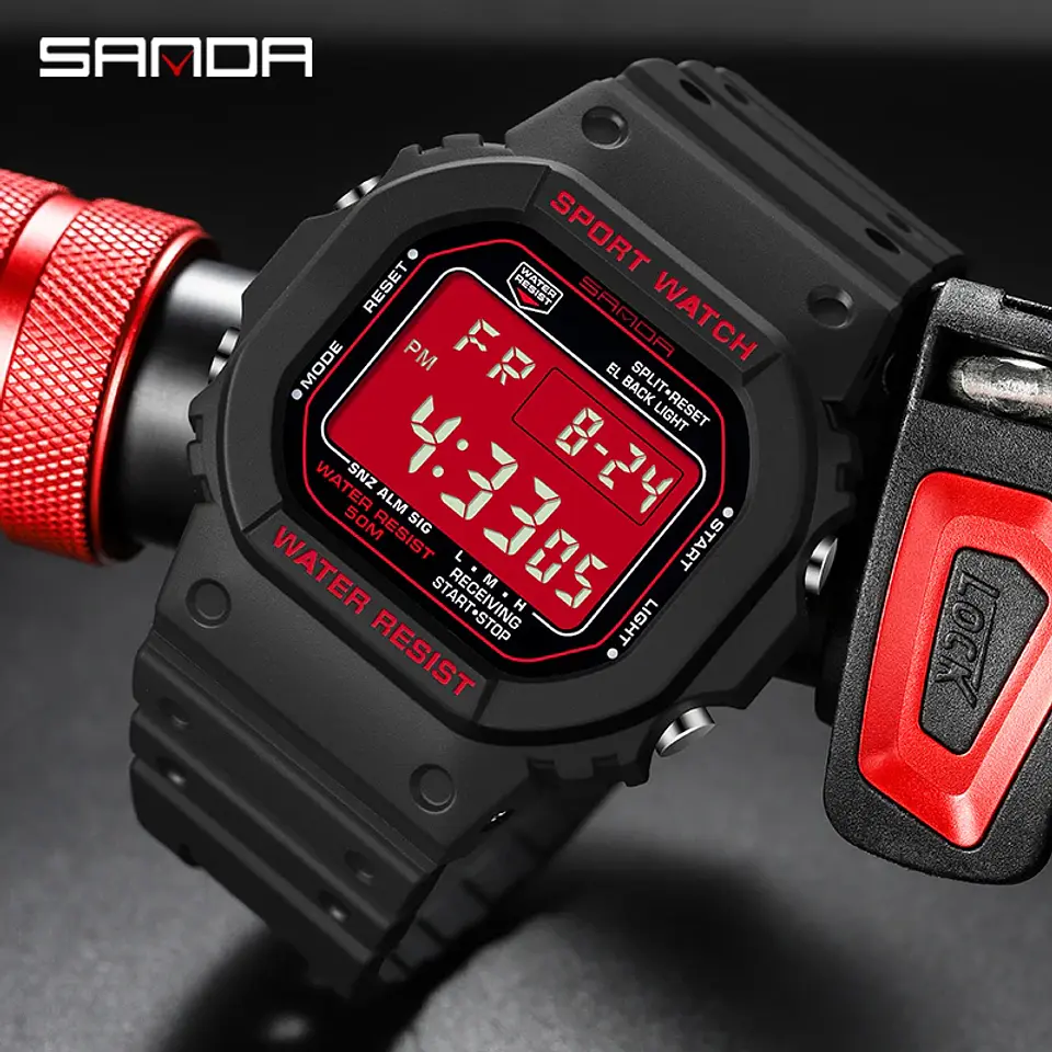 Reloj Digital SANDA de la mejor marca a la moda estilo G para hombre, relojes deportivos impermeables. 1