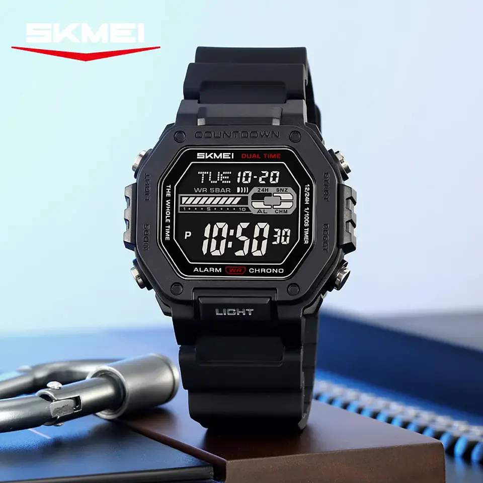 Reloj SKMEI 2523 deportivos con cuenta atrás para Hombre, relojes electrónicos impermeables, Reloj militar cronógrafo. 5