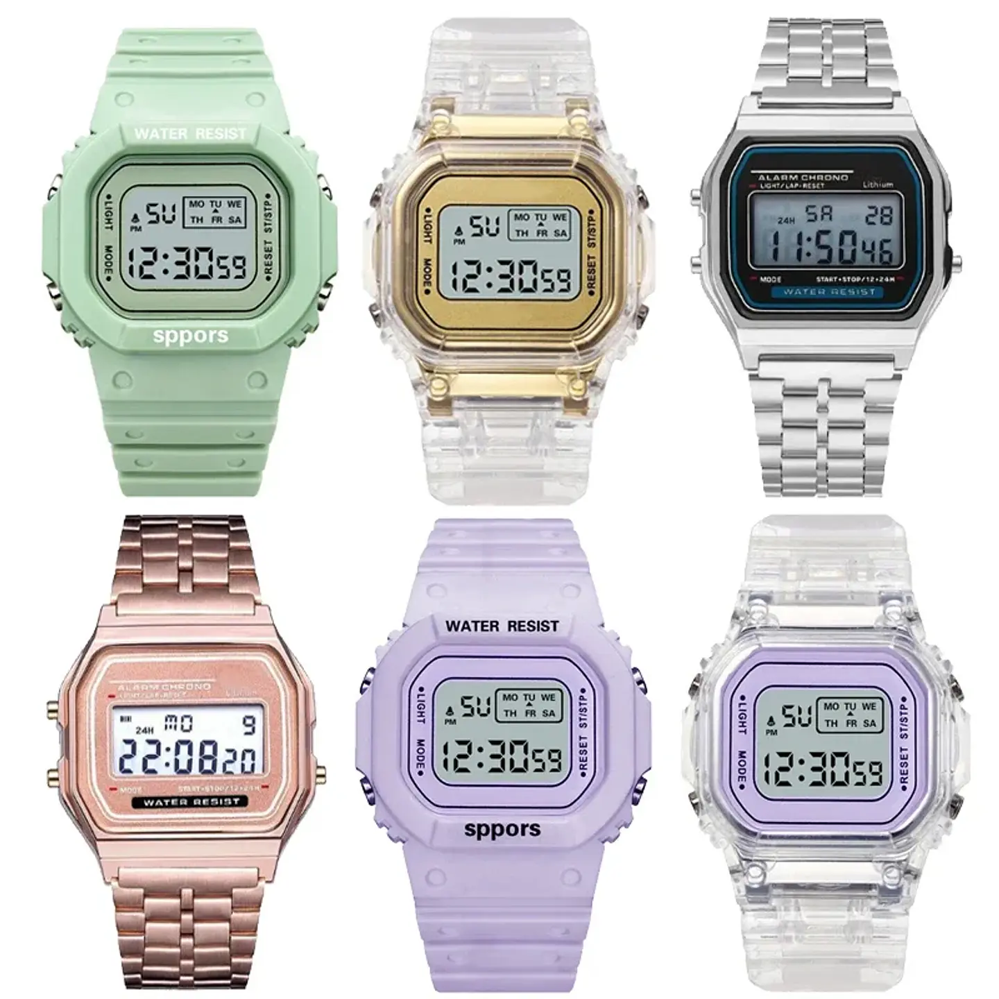 Reloj Digital LED con correa de acero similar a F91W para mujer, relojes militares deportivos Vintage, pulsera electrónica 1