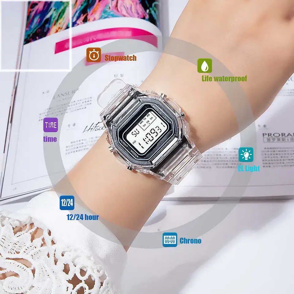 Reloj Digital LED con correa de acero similar a F91W para mujer, relojes militares deportivos Vintage, pulsera electrónica 2