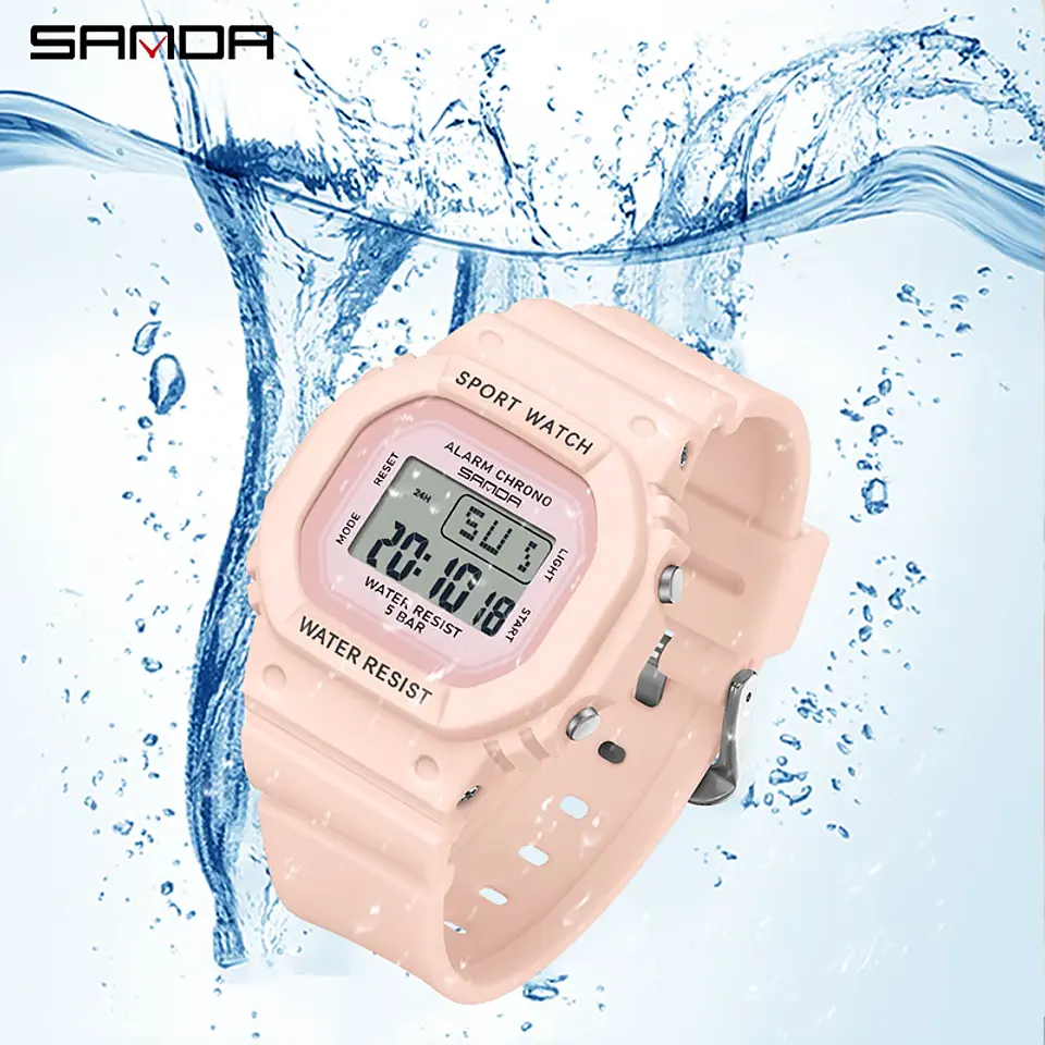 Reloj Digital LED SANDA para niños y niñas, reloj deportivo para niños, reloj electrónico resistente al agua, reloj de regalo informal para niños al aire libre 4