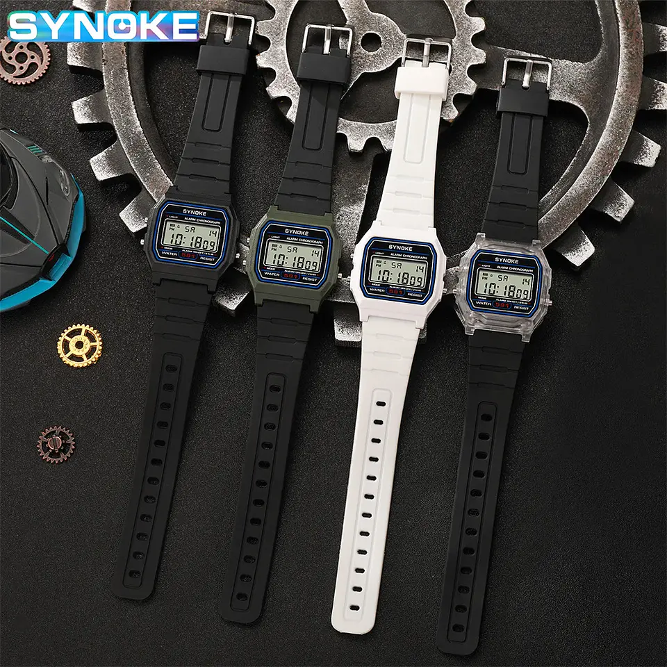 Reloj Digital SYNOKE para estudiantes, reloj deportivo Unisex, reloj deportivo multifunción resistente al agua con LED luminoso, reloj clásico para hombres y mujeres 2