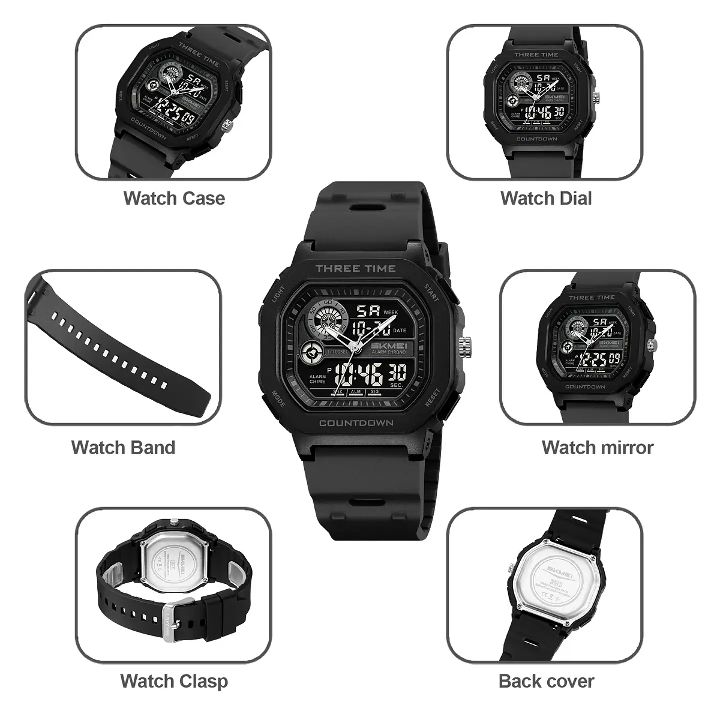 SKMEI 2641 Nuevo Reloj Digital Deportivo de Doble Pantalla para Hombre, Reloj Militar Electrónico Multifuncional a Prueba de Agua. 5