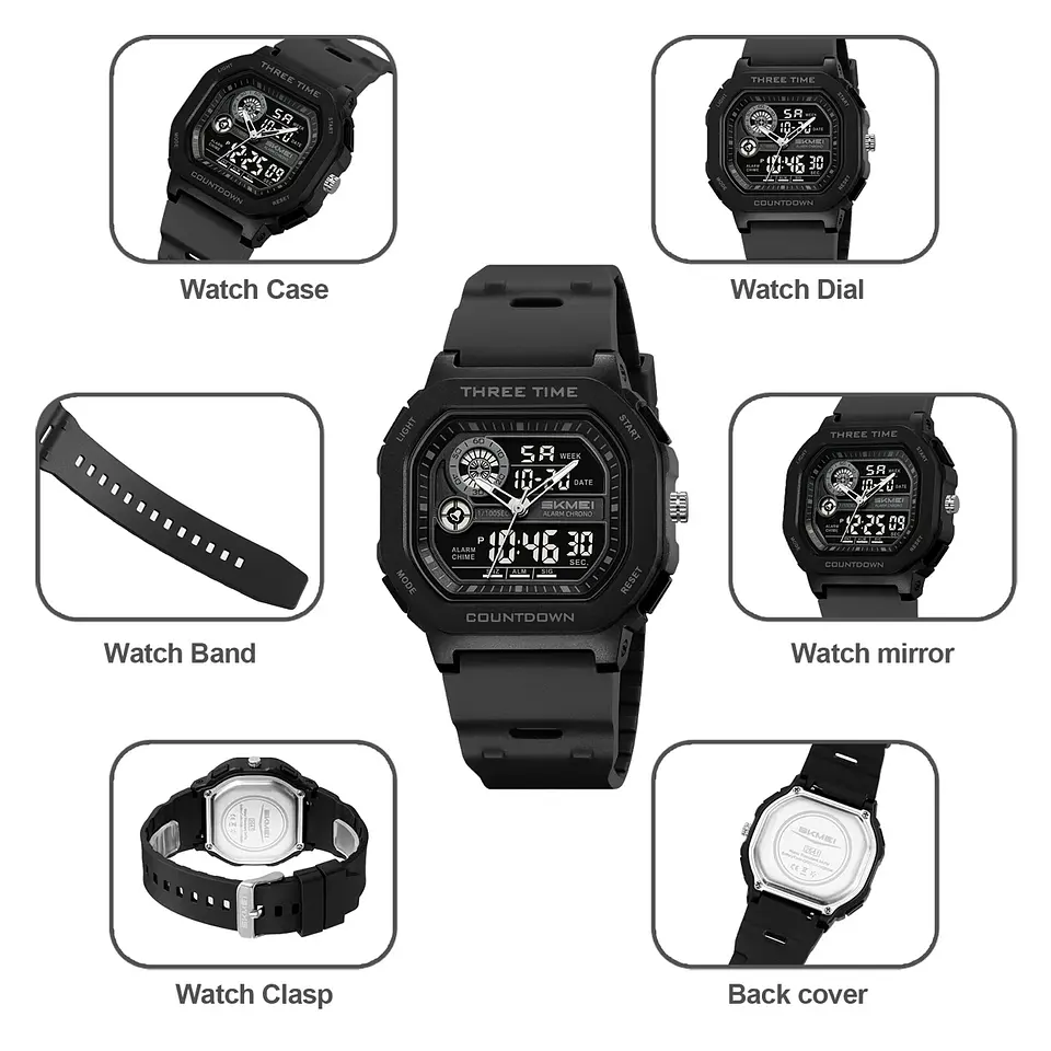 SKMEI 2641 Nuevo Reloj Digital Deportivo de Doble Pantalla para Hombre, Reloj Militar Electrónico Multifuncional a Prueba de Agua. 5