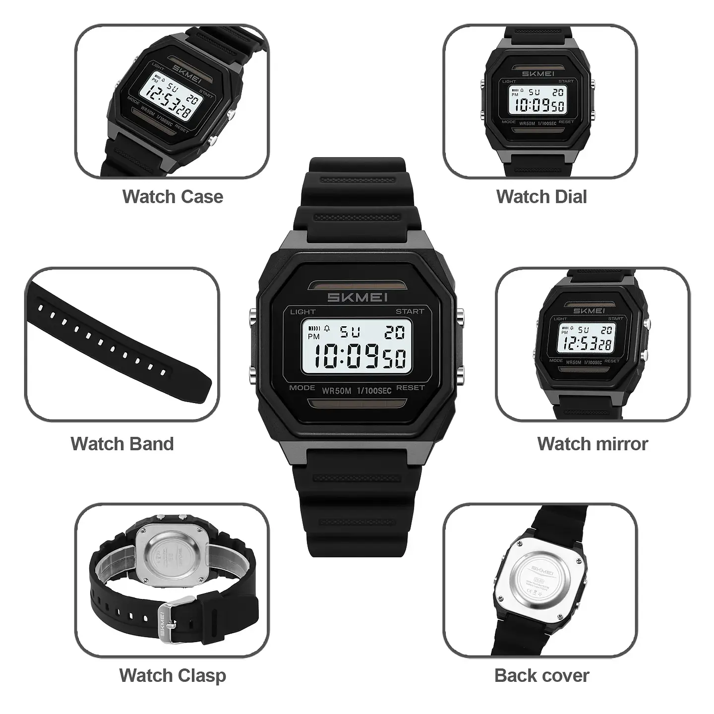 Relojes SKMEI 2640 digitales con energía Solar para hombres y mujeres, relojes deportivos impermeables electrónicos para hombre, Reloj militar para niño, Reloj para Hombre 6