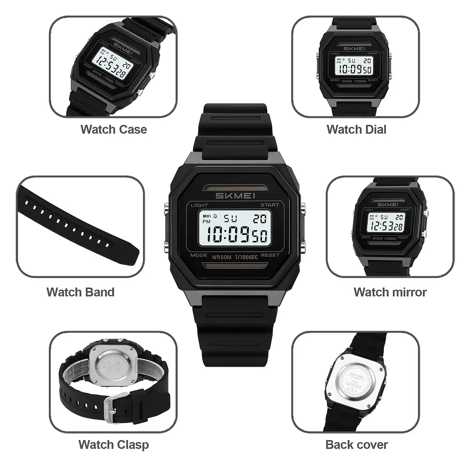 Relojes SKMEI 2640 digitales con energía Solar para hombres y mujeres, relojes deportivos impermeables electrónicos para hombre, Reloj militar para niño, Reloj para Hombre 6