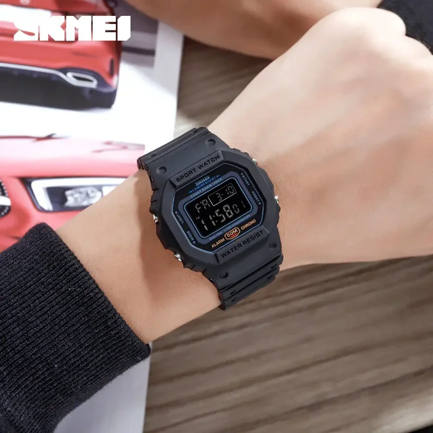 SKMEI 1628 relojes digitales de lujo para Hombre, relojes de pulsera electrónicos deportivos impermeables para Hombre, Reloj con luz trasera militar, Reloj 1988 para Hombre 5
