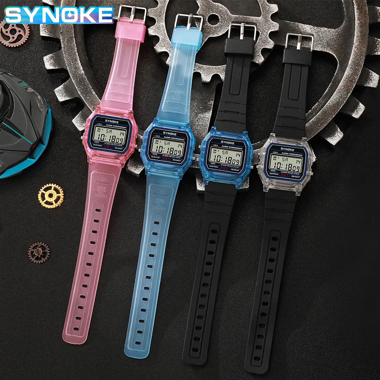 Reloj Digital SYNOKE para estudiantes, reloj deportivo Unisex, reloj deportivo multifunción resistente al agua con LED luminoso, reloj clásico para hombres y mujeres 4