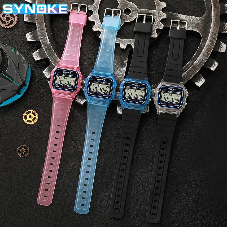 Reloj Digital SYNOKE para estudiantes, reloj deportivo Unisex, reloj deportivo multifunción resistente al agua con LED luminoso, reloj clásico para hombres y mujeres 4