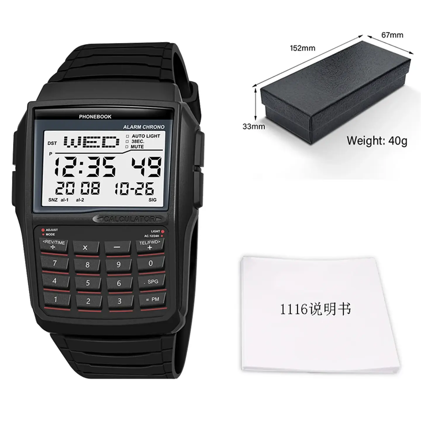 Reloj con calculadora multifunción deportiva digital. 7