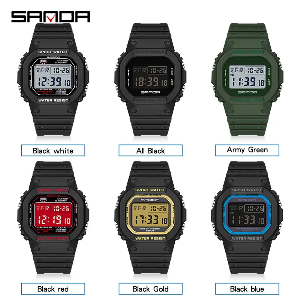 Reloj Digital SANDA de la mejor marca a la moda estilo G para hombre, relojes deportivos impermeables. 4