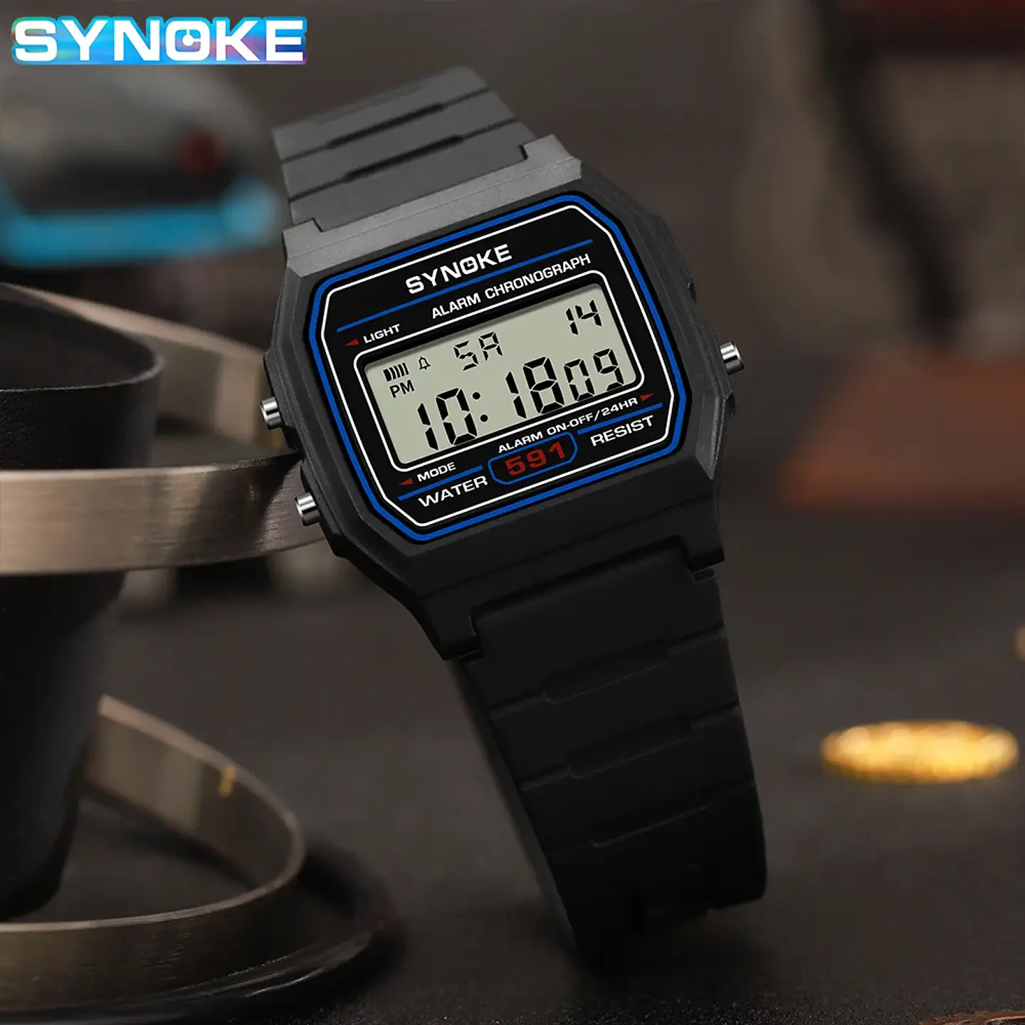 Reloj Digital SYNOKE para estudiantes, reloj deportivo Unisex, reloj deportivo multifunción resistente al agua con LED luminoso, reloj clásico para hombres y mujeres 6