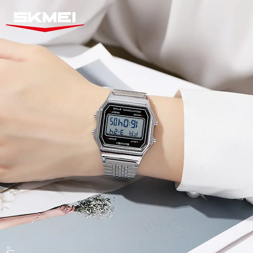 Reloj Digital SKMEI 2465 de lujo para hombre, reloj electrónico resistente al agua de acero inoxidable. 6