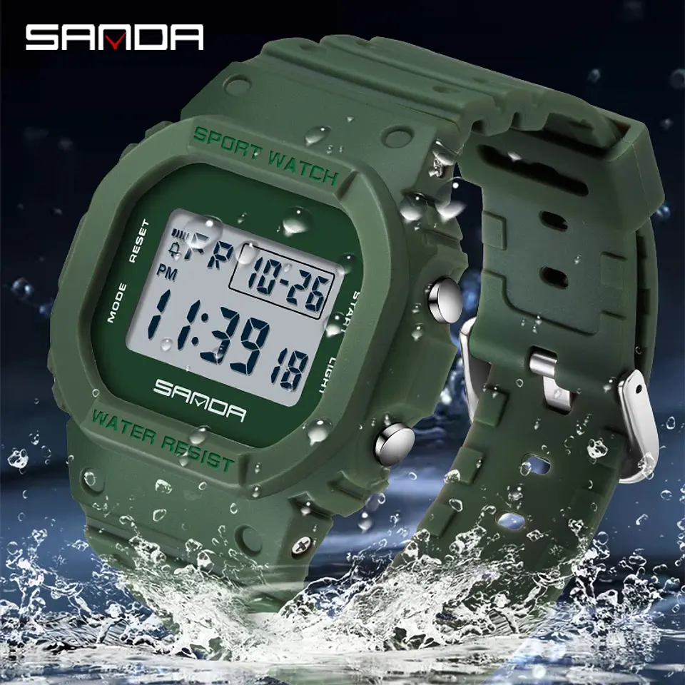 Reloj Digital SANDA de la mejor marca a la moda estilo G para hombre, relojes deportivos impermeables. 5