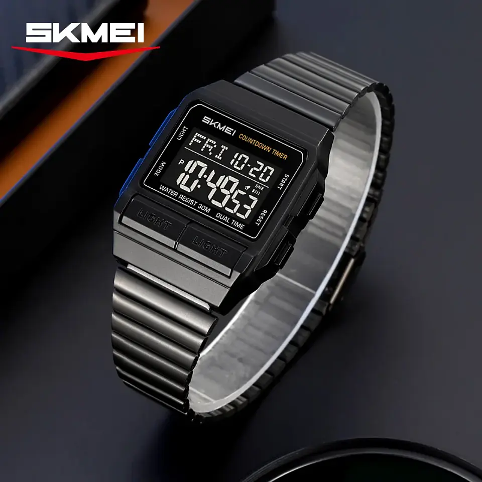 Reloj Electrónico Digital Deportivo SKMEI 2475, Nuevo, Resistente al Agua, para Hombre y Mujer, Diseño Simple, con Luz Nocturna EL, Reloj de Lujo 4