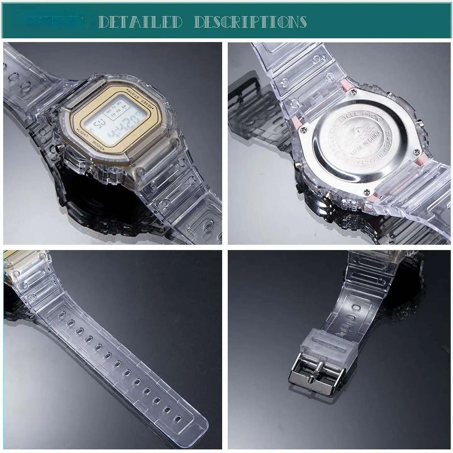 Reloj Digital LED con correa de acero similar a F91W para mujer, relojes militares deportivos Vintage, pulsera electrónica 6