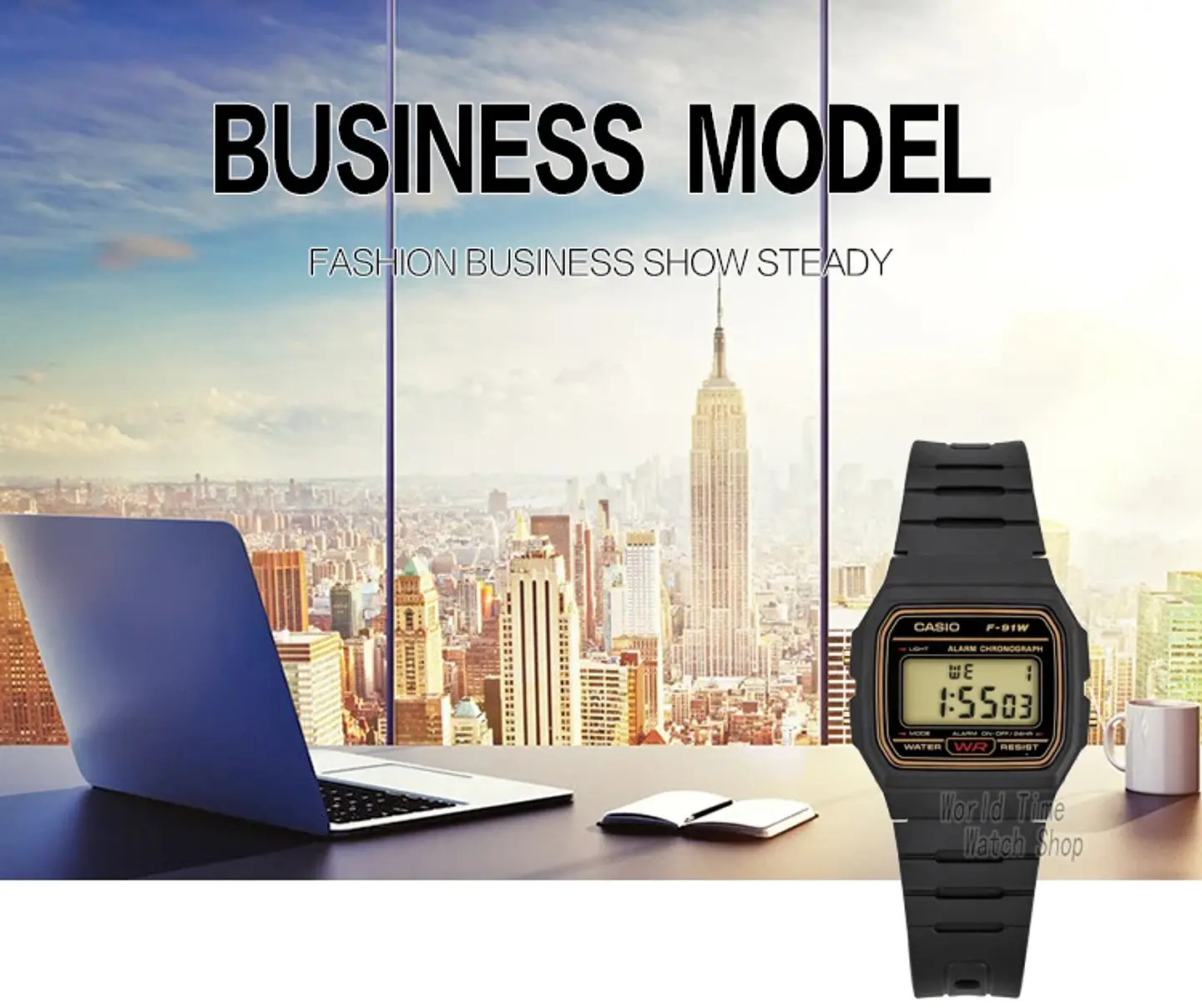 Casio  F-91WG-9 Reloj cuadrado pequeño y versátil Diseño retro cómodo. 8