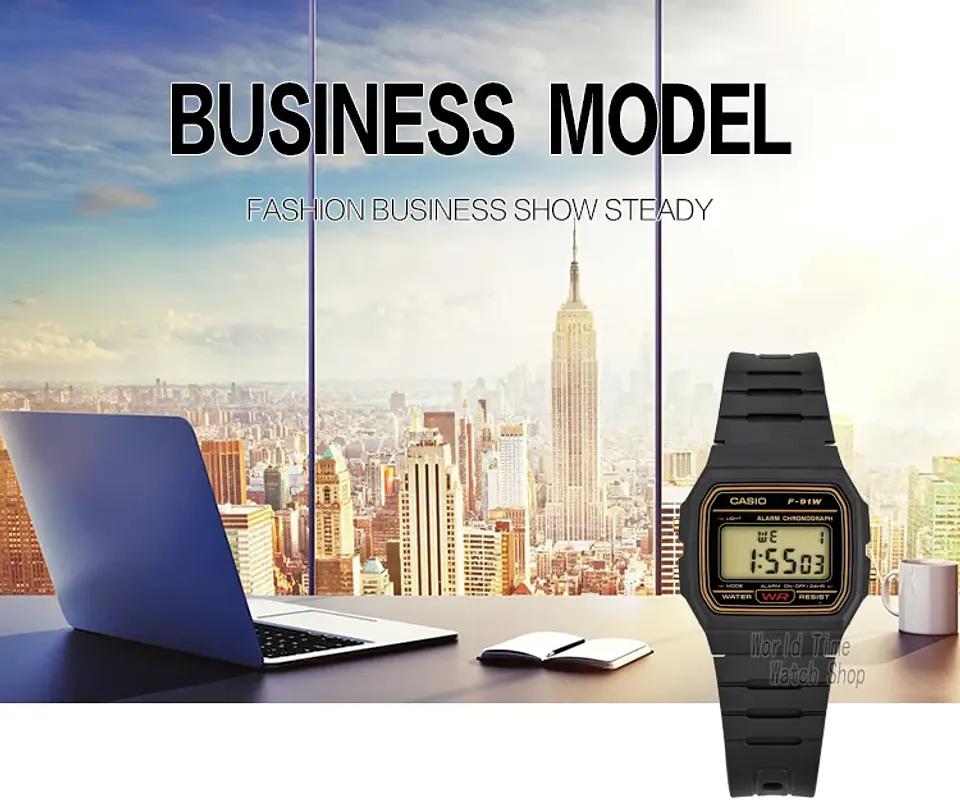 Casio  F-91WG-9 Reloj cuadrado pequeño y versátil Diseño retro cómodo. 8