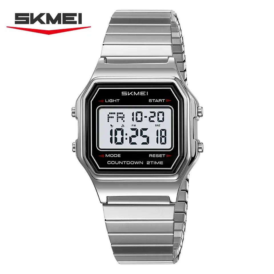 Reloj Digital SKMEI 2465 de lujo para hombre, reloj electrónico resistente al agua de acero inoxidable. 8