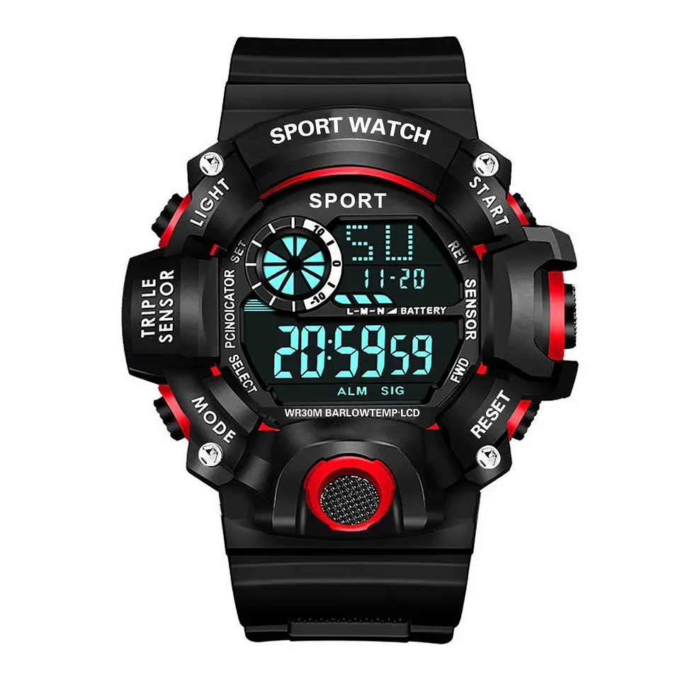 Reloj de pulsera electrónico deportivo a la moda para hombre, Esfera Grande, multifuncional, resistente al agua, alarma luminosa, reloj militar para niños y hombres 3
