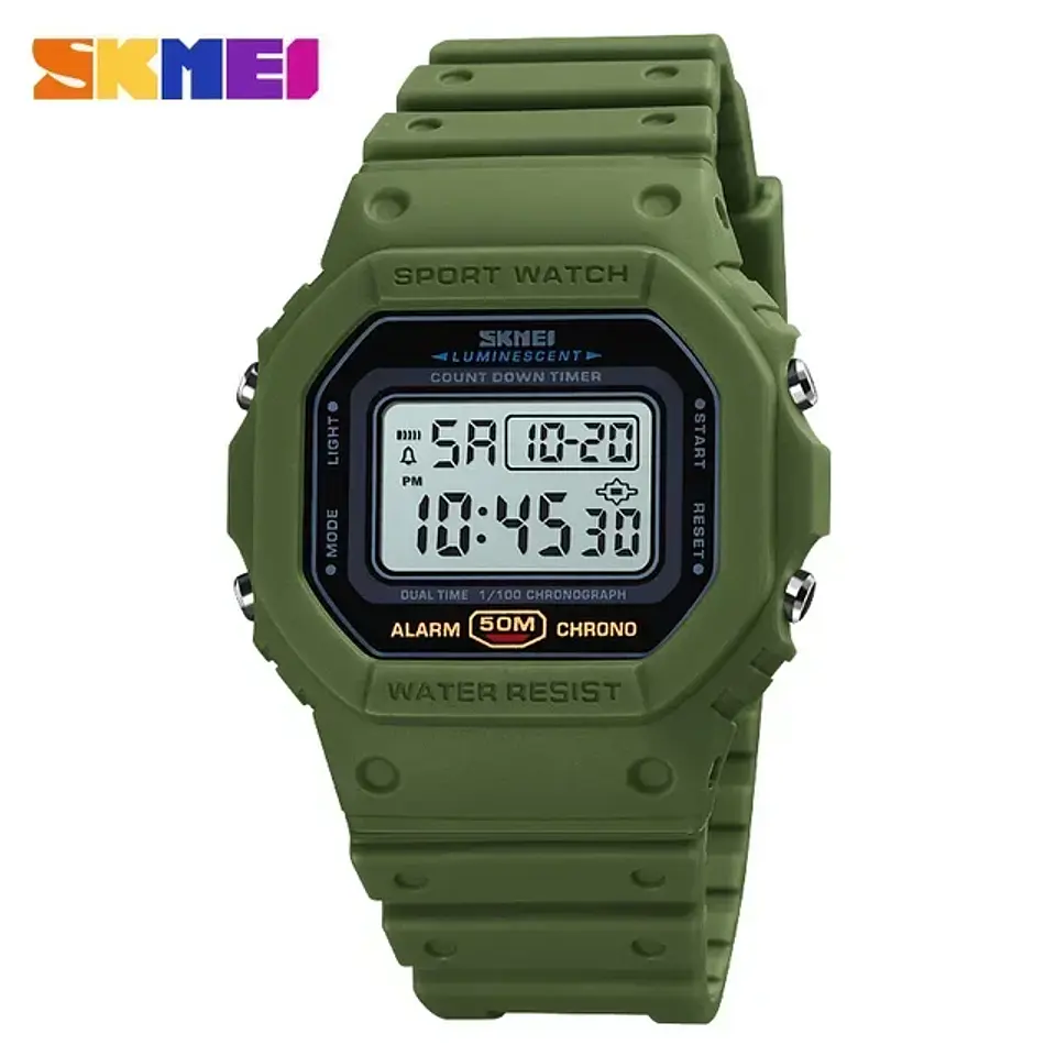 SKMEI 1628 relojes digitales de lujo para Hombre, relojes de pulsera electrónicos deportivos impermeables para Hombre, Reloj con luz trasera militar, Reloj 1988 para Hombre 11