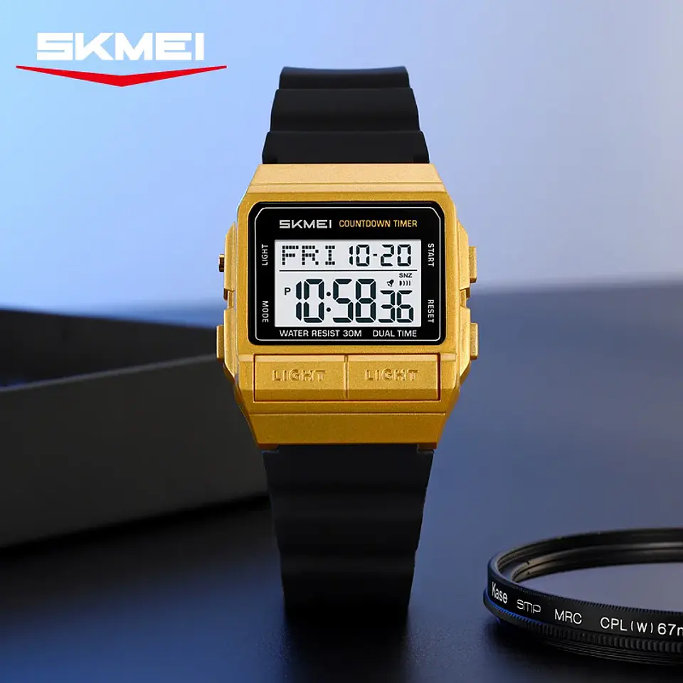 Reloj Electrónico Digital Deportivo SKMEI 2475, Nuevo, Resistente al Agua, para Hombre y Mujer, Diseño Simple, con Luz Nocturna EL, Reloj de Lujo 6