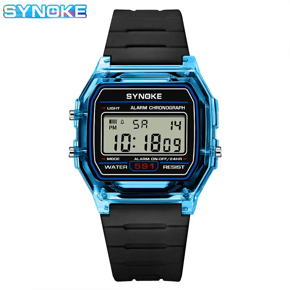 Reloj Digital SYNOKE para estudiantes, reloj deportivo Unisex, reloj deportivo multifunción resistente al agua con LED luminoso, reloj clásico para hombres y mujeres 12