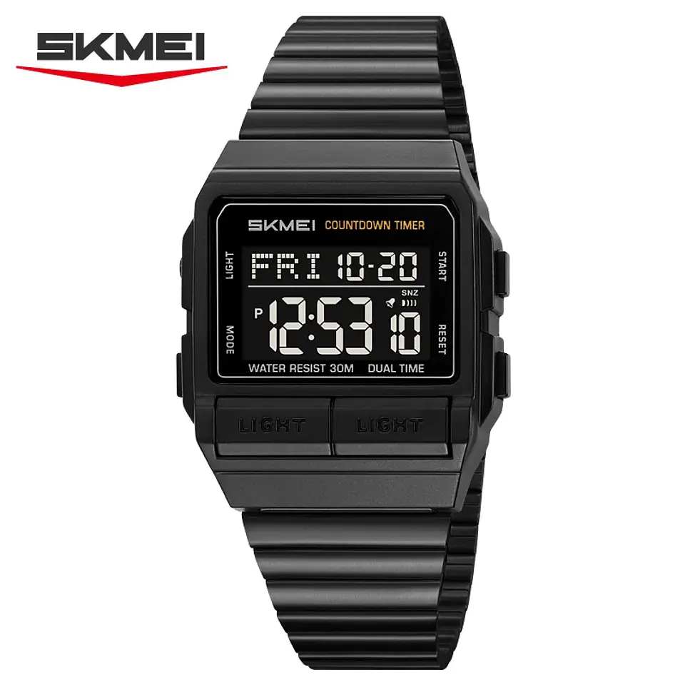 Reloj Electrónico Digital Deportivo SKMEI 2475, Nuevo, Resistente al Agua, para Hombre y Mujer, Diseño Simple, con Luz Nocturna EL, Reloj de Lujo 7