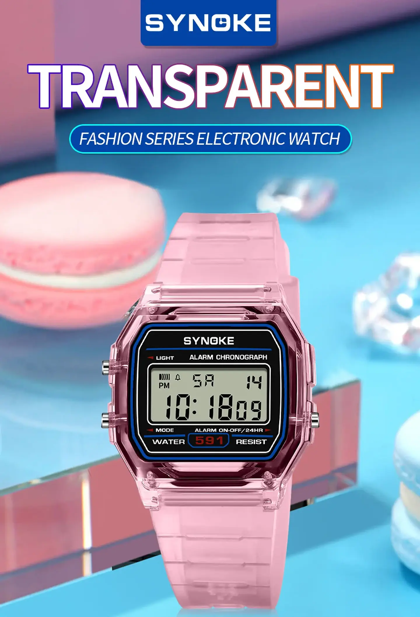 Reloj Digital SYNOKE para estudiantes, reloj deportivo Unisex, reloj deportivo multifunción resistente al agua con LED luminoso, reloj clásico para hombres y mujeres 14