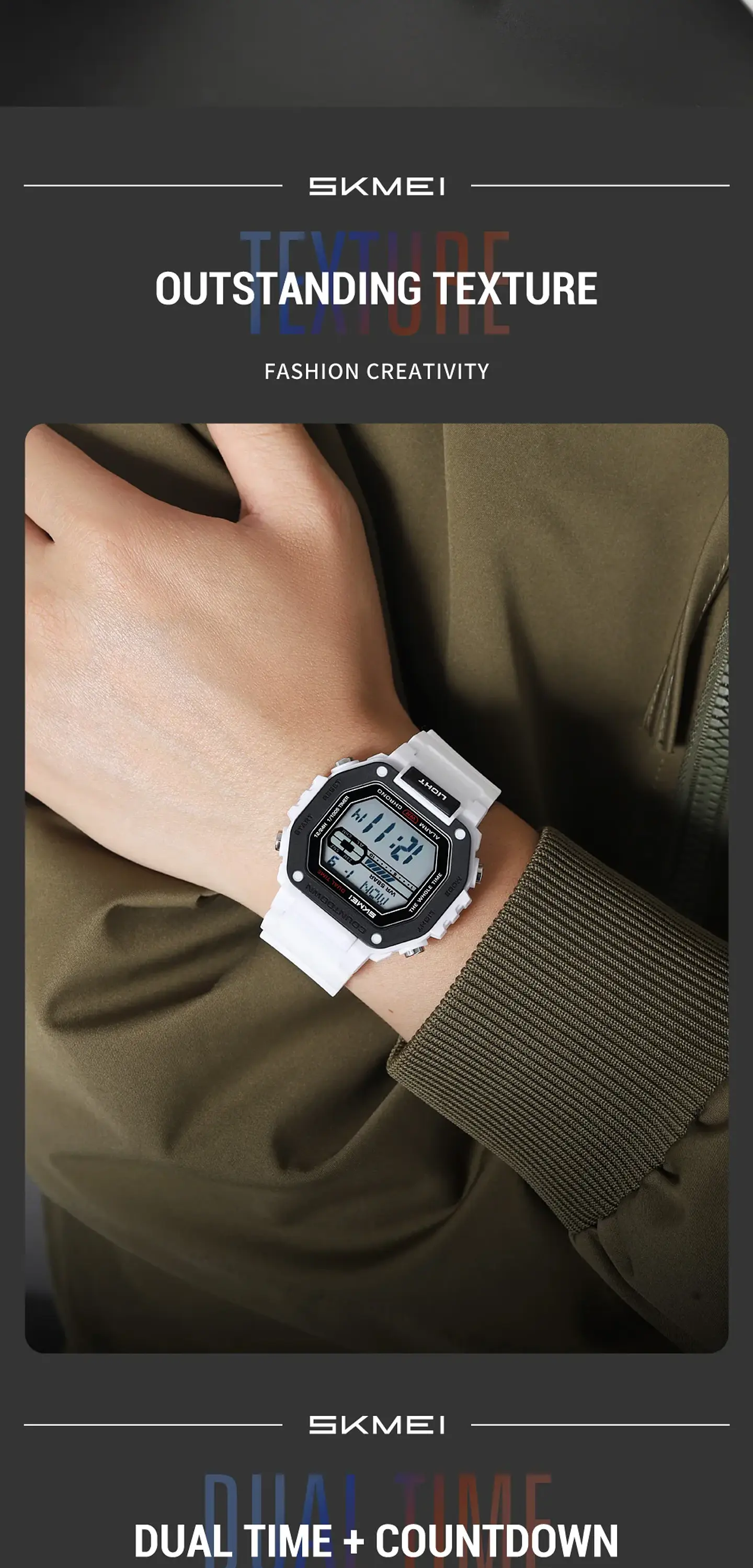 Reloj SKMEI 2523 deportivos con cuenta atrás para Hombre, relojes electrónicos impermeables, Reloj militar cronógrafo. 10