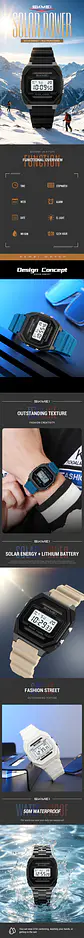 Relojes SKMEI 2640 digitales con energía Solar para hombres y mujeres, relojes deportivos impermeables electrónicos para hombre, Reloj militar para niño, Reloj para Hombre - Miniatura 13