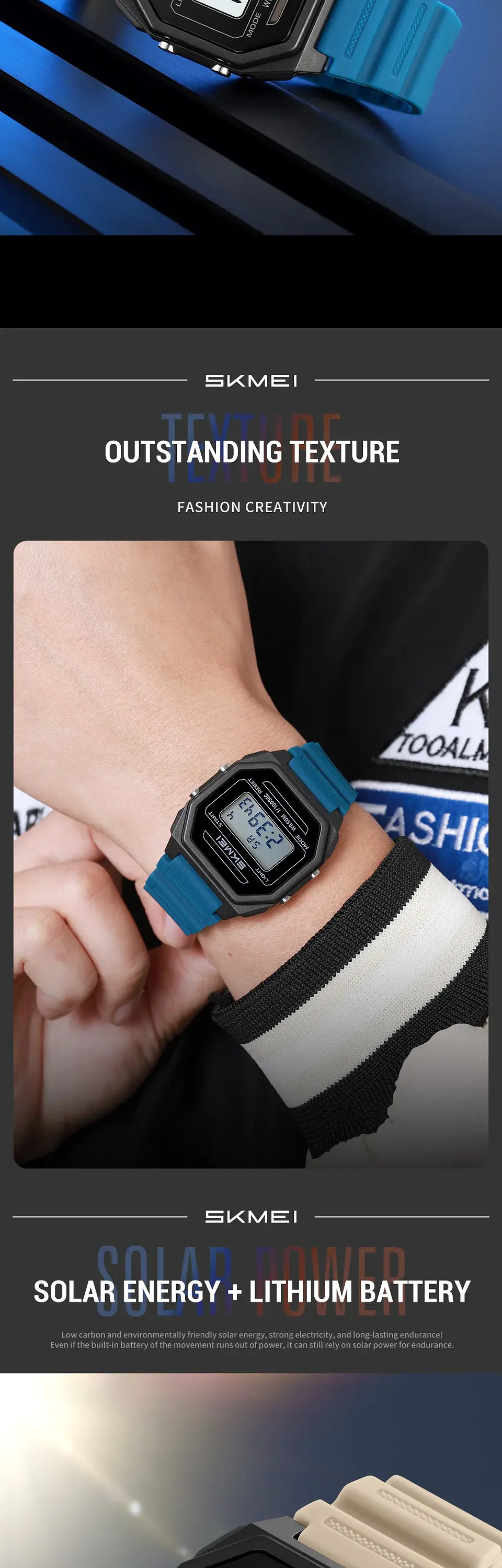 Relojes SKMEI 2640 digitales con energía Solar para hombres y mujeres, relojes deportivos impermeables electrónicos para hombre, Reloj militar para niño, Reloj para Hombre 13